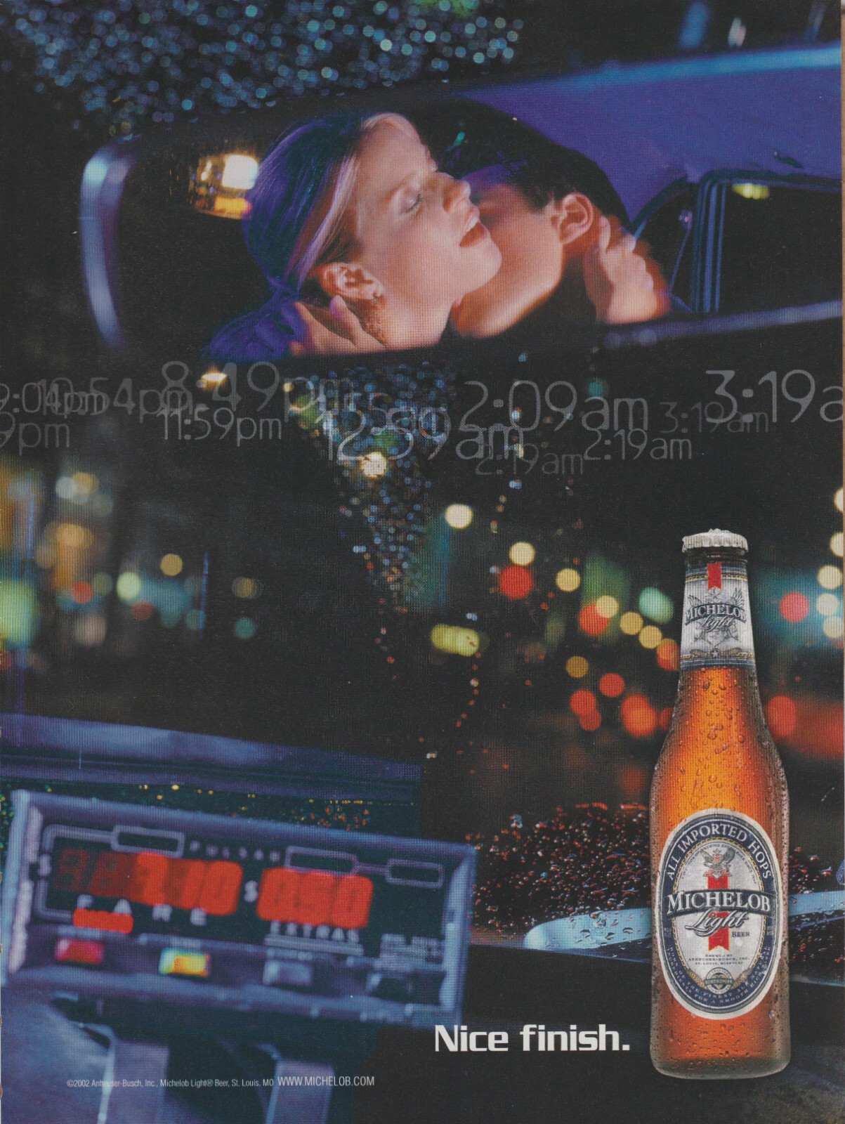 2002 Michelob Light Beer - Nice Finish - Young Couple Car Date - Print Ad Photo