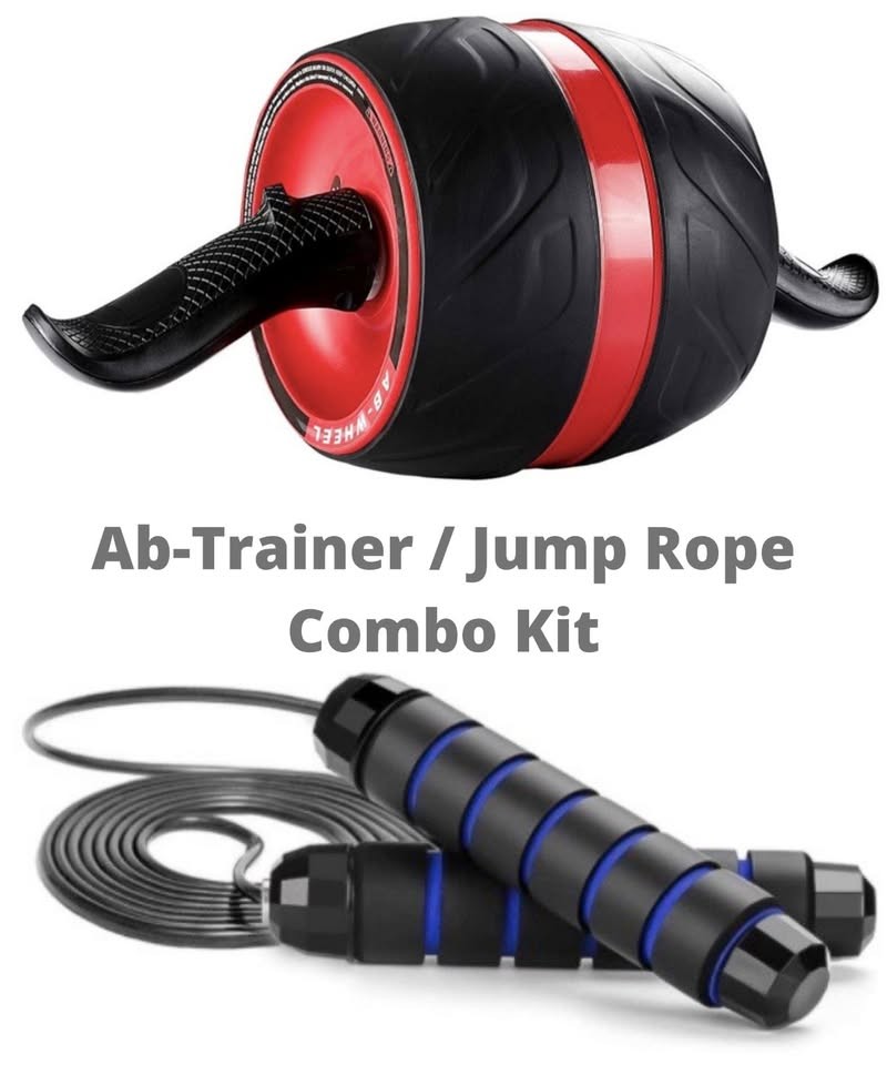 FMS Pro Ab Roller & Jump Rope Combo Set – Core Trainer, Abs, Cardio, Fitness Kit