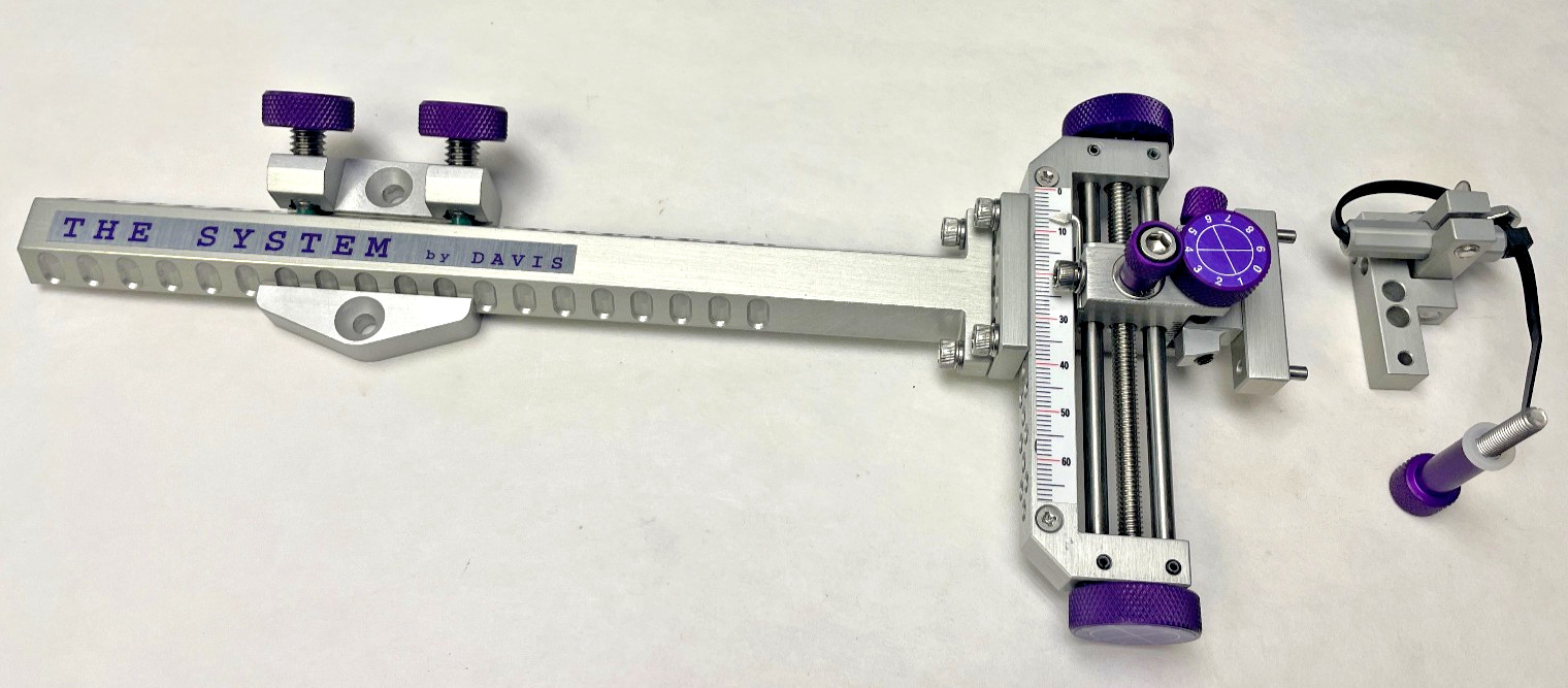 4" DAVIS SIGHT- Double knob mount -8.5" Ext. -Silver/Purple knobs-(15% OFF)