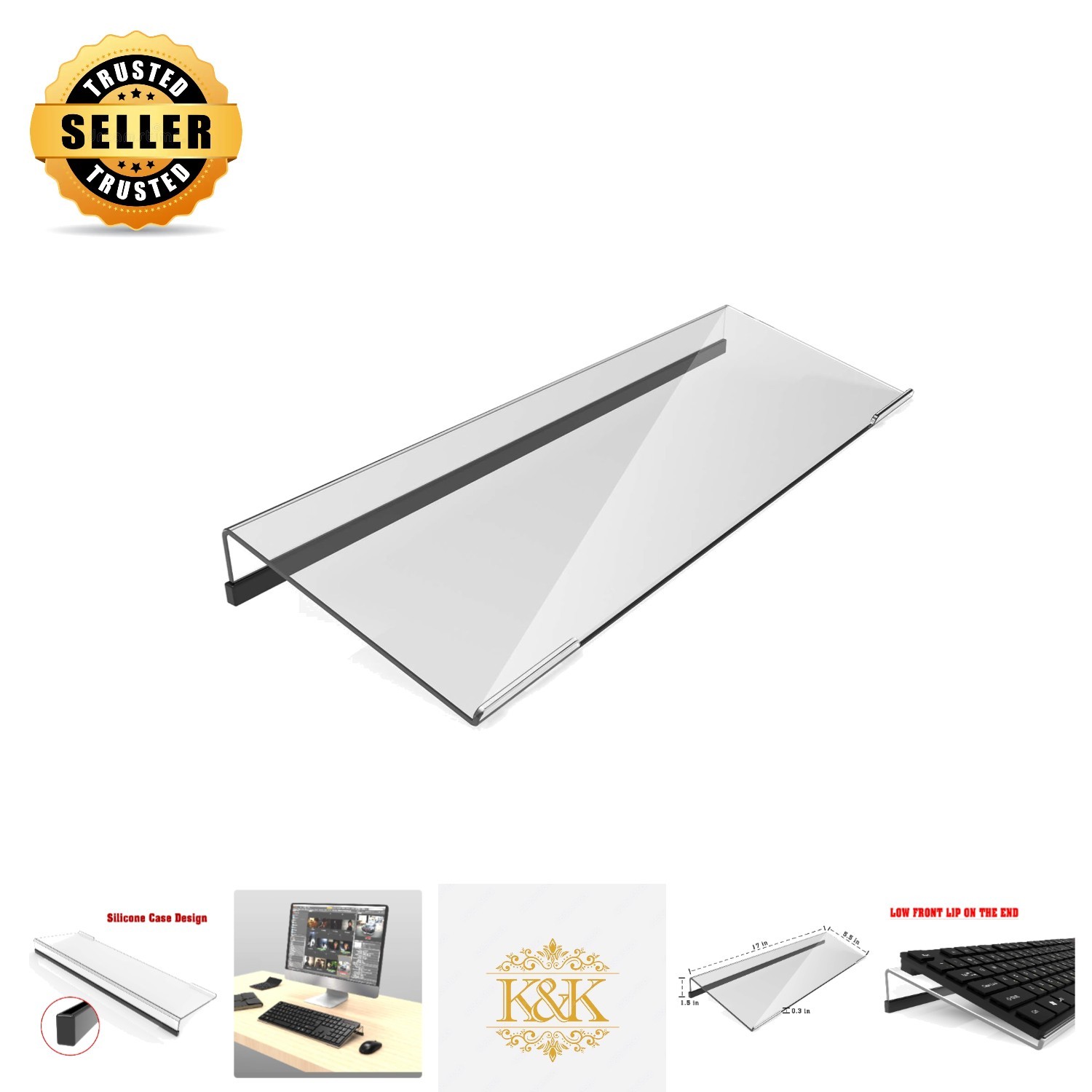 Clear Acrylic Keyboard Tray with Non-Slip Silicone - Perfect for Comfort