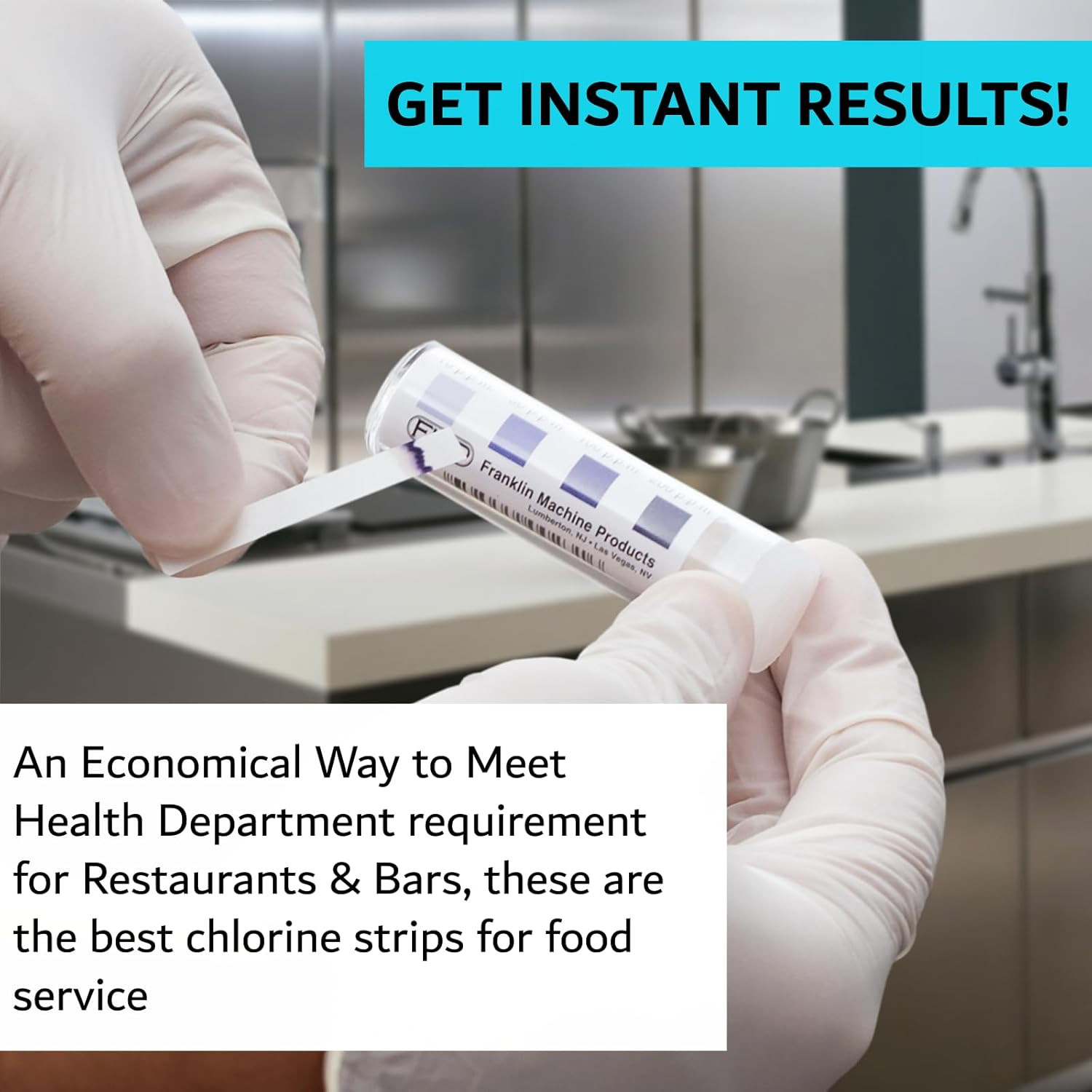 Chlorine Test Strips for Restaurants & Food Services, 4 X Vial of 100 Sanitiz...