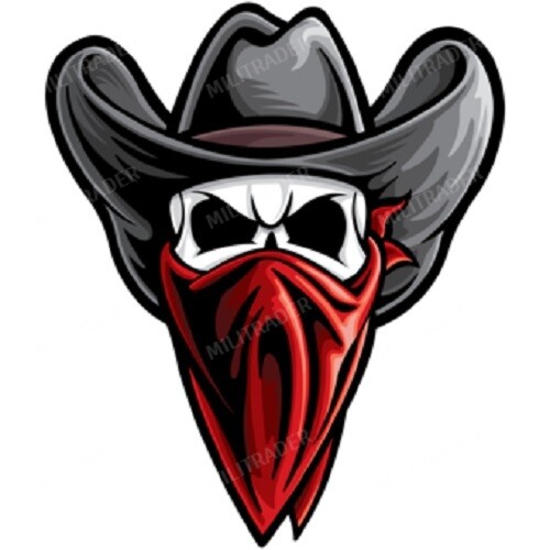 Cowboy Outlaw Bandit Skull 2" Decal (width)