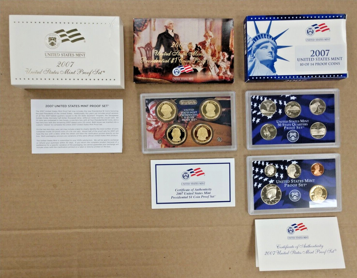 2007 S U.S. Mint  14 Coin Proof Set w/ Original Packaging and Certs