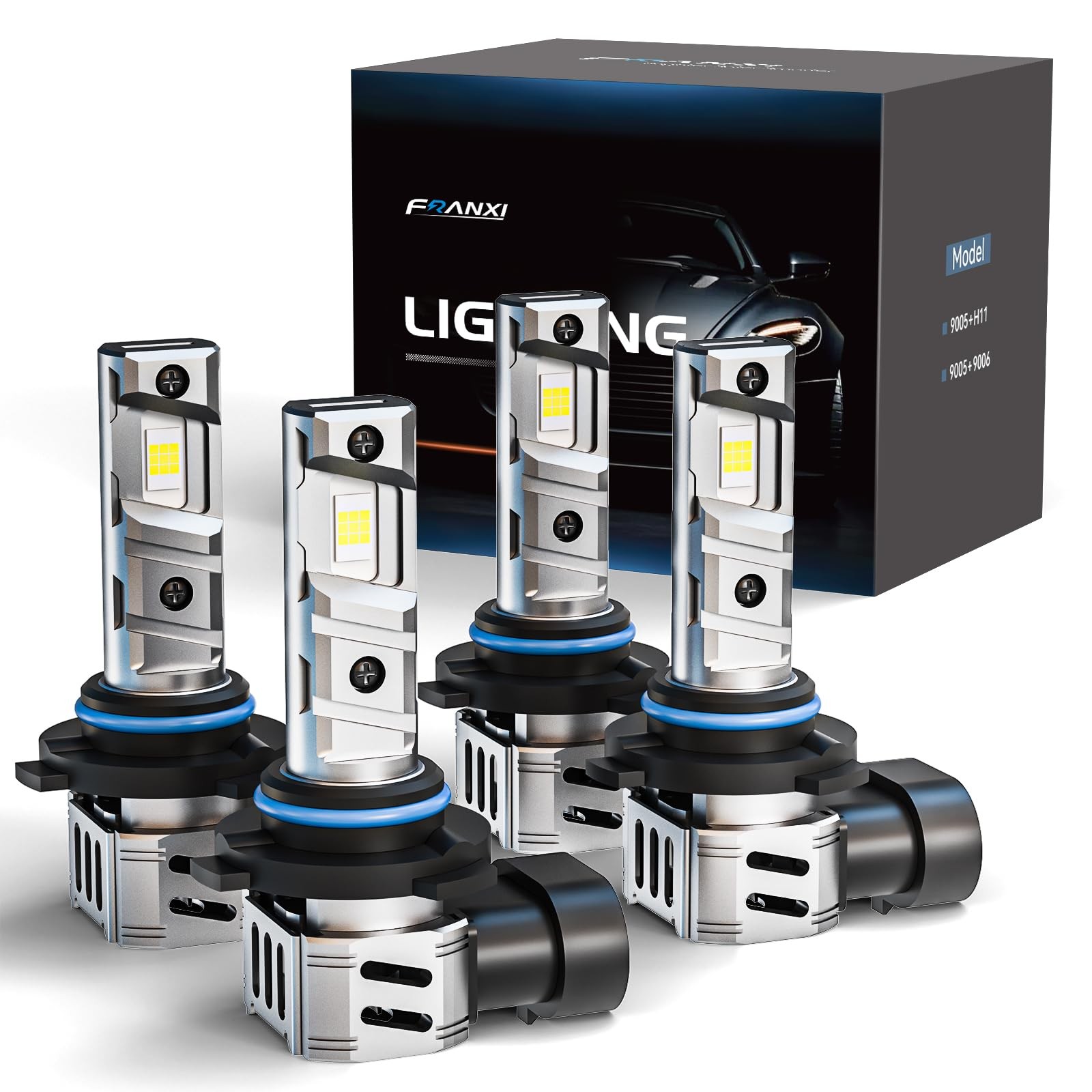 FRANXI 9005/HB3 9006/HB4 Bulbs Combo Fog Lights, 120W 32000LM 9005+9006, Gray