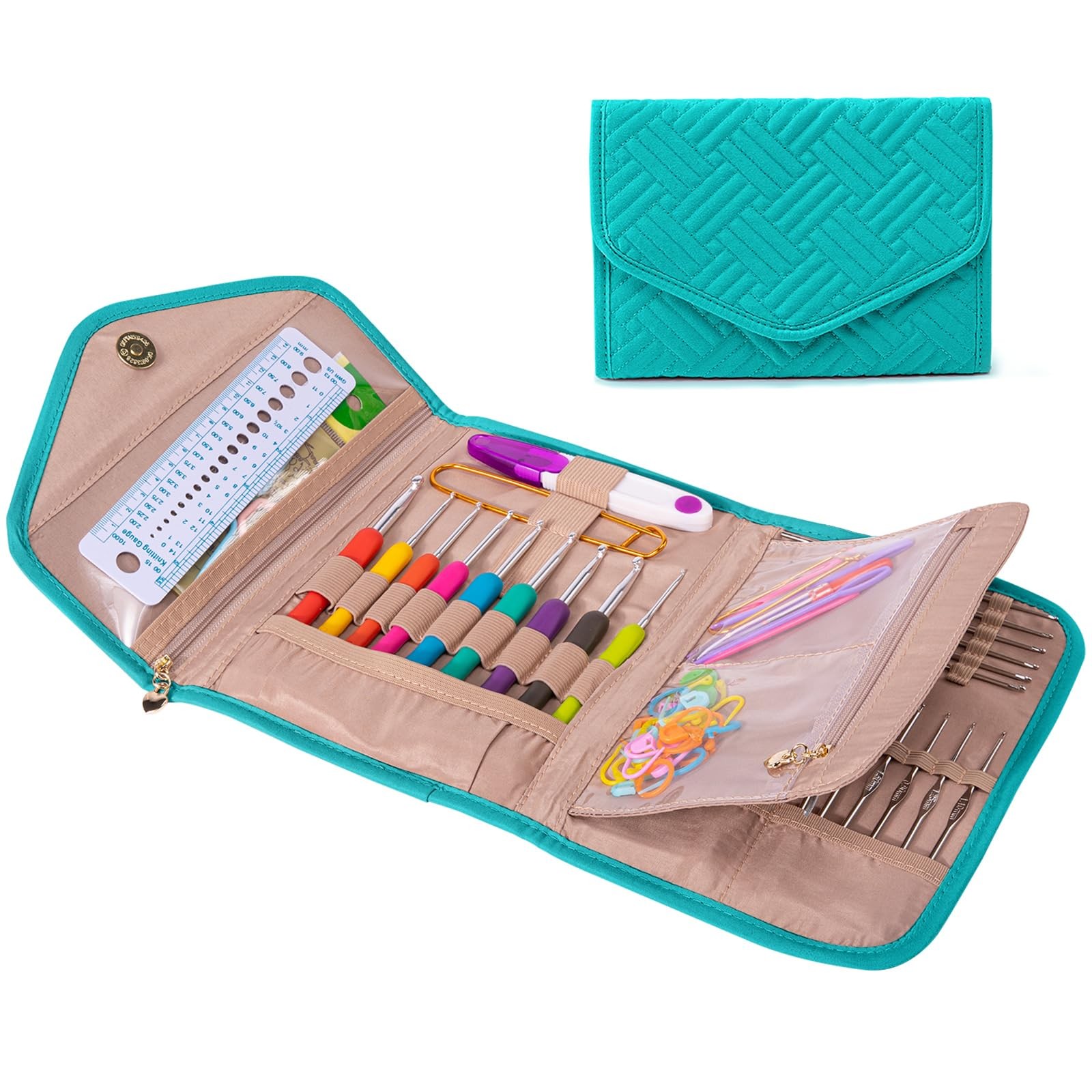 Crochet Hook Case Empty - Foldable Crochet Hook Organizer - Crochet Hook Hold...