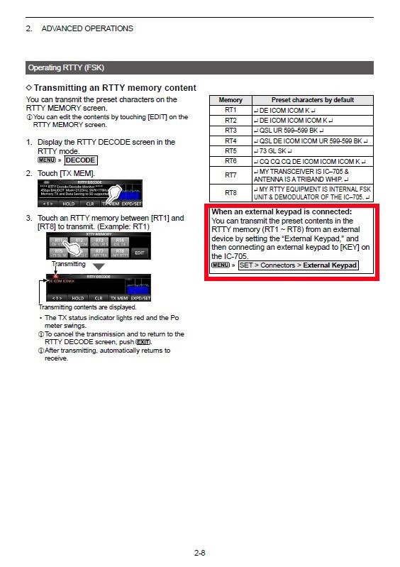 External Memory Keypad Remote Control SSB CW RTTY Icom IC-705 IC-7610 tranceiver