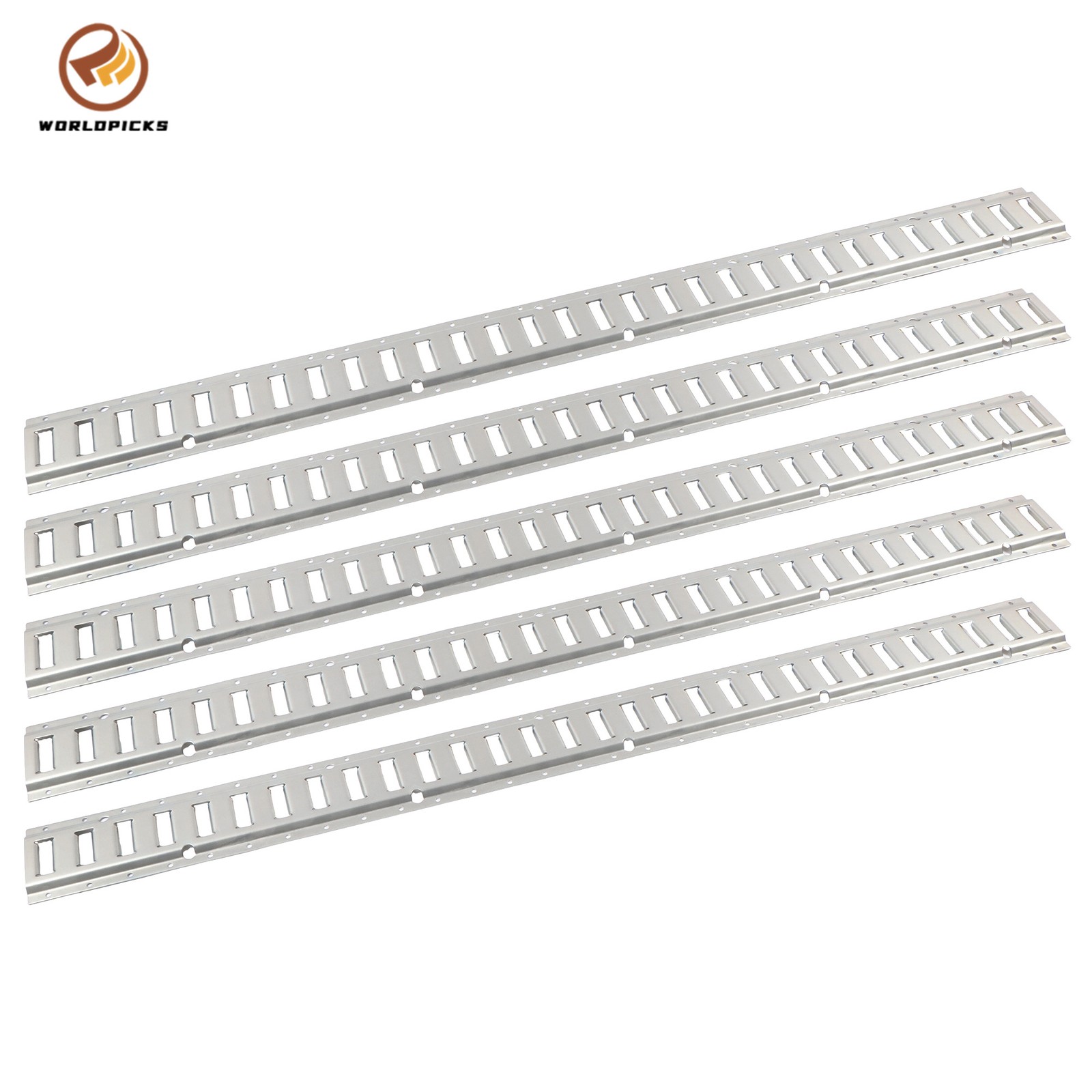 5 Piece 5' Galvanized E Track Rail Set Silver Finish Fit For RVs Campers Trucks