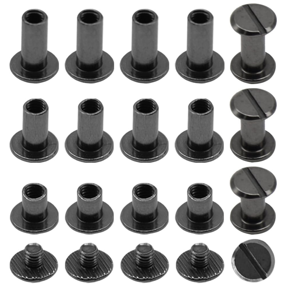 Chicago Screws M5 Stainless Steel Binding Post Leather Rivet Gunmetal 75 Sets