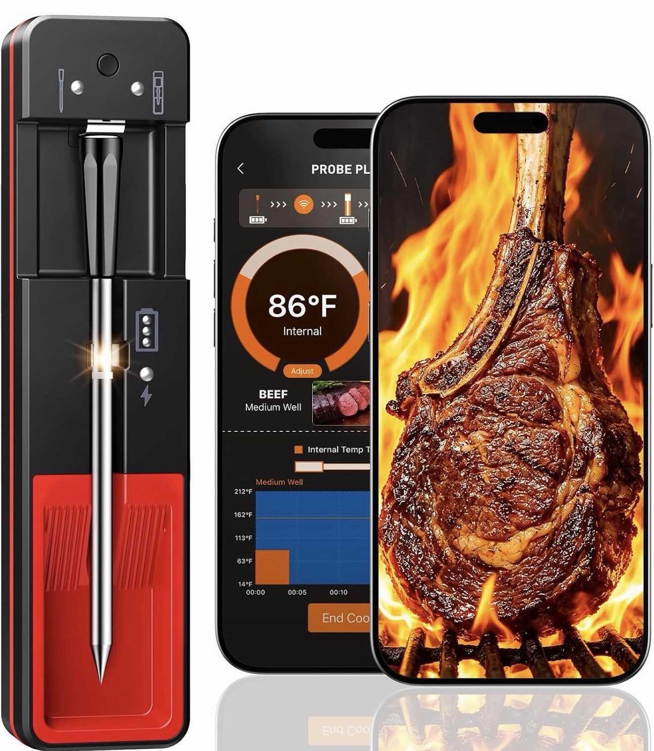 Probe Plus Wireless Digital Meat Thermometer w/ App, Waterproof, Dishwasher Safe