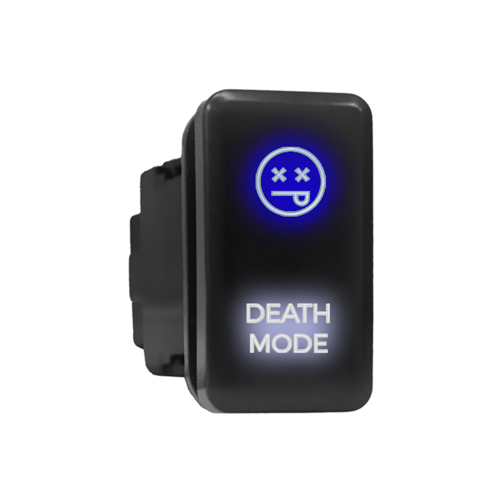 DEATH MODE - LED Push Button Replacement for TOYOTA (1.54 x 0.83 in) Blue/White