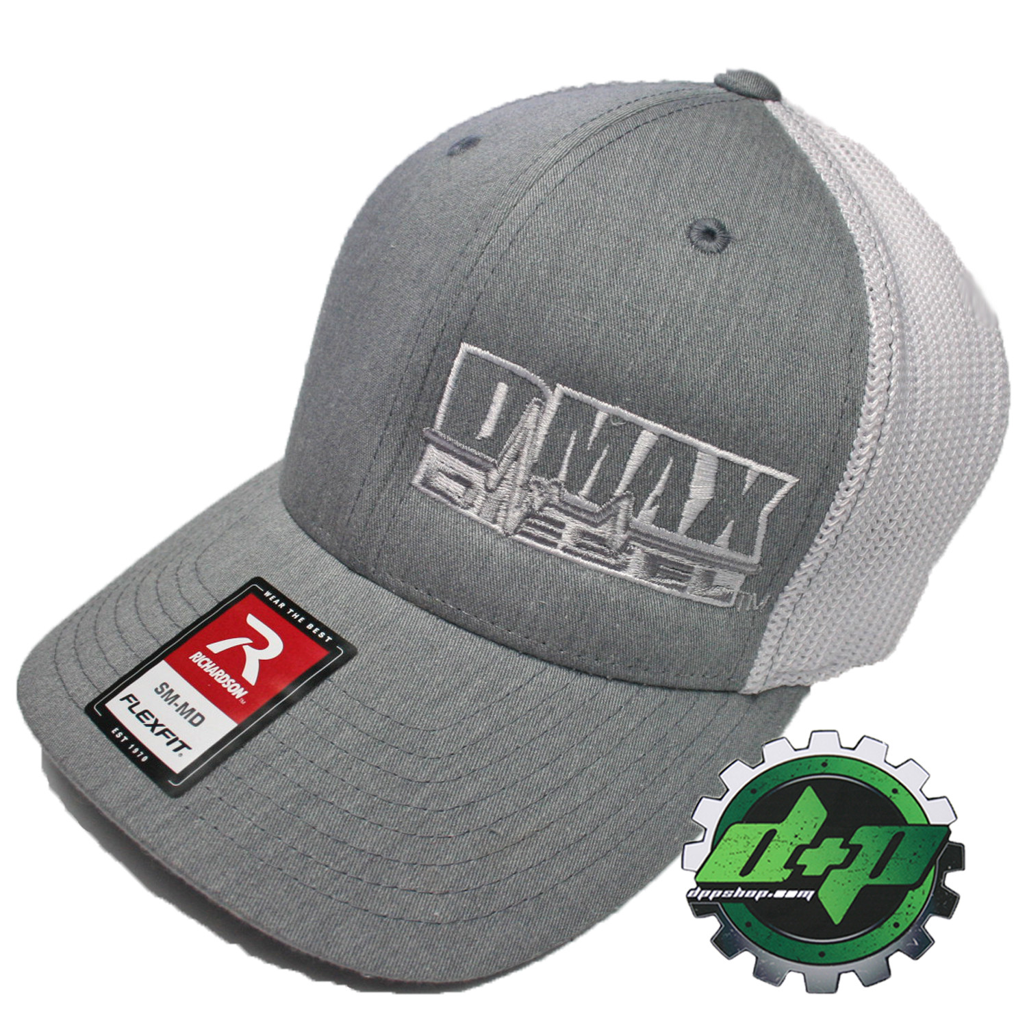 Dmax Duramax truck hat richardson 110 Gray denim WHITE mesh diesel S/M