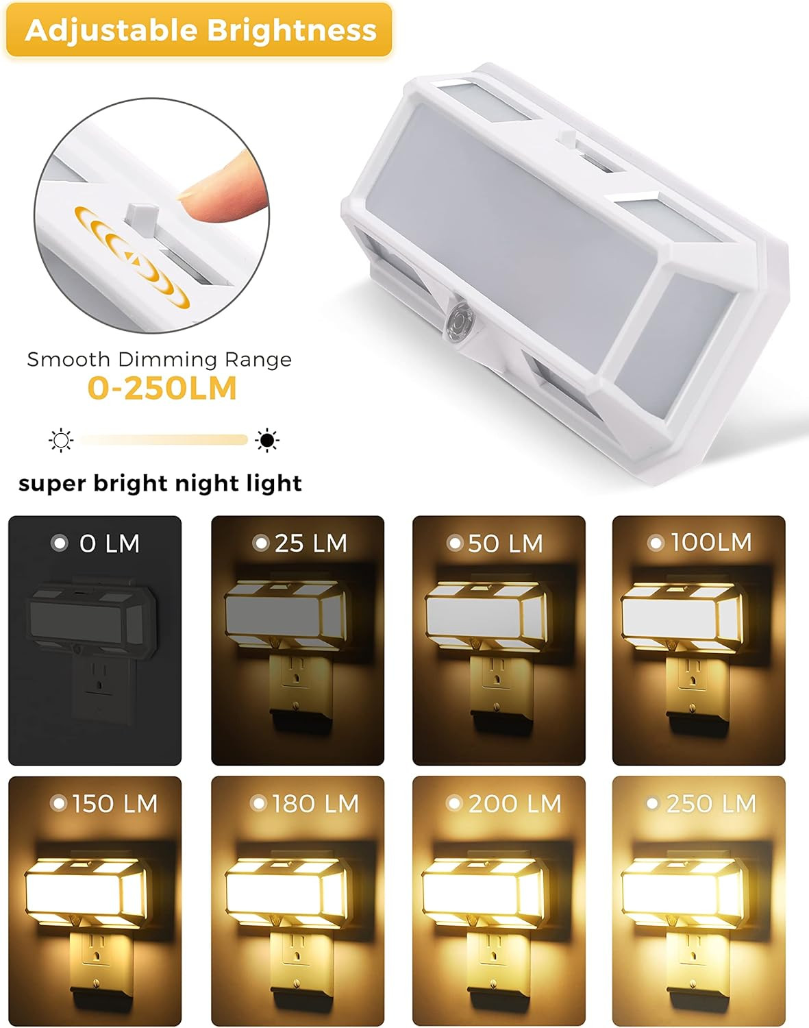 Bright Night Light, Night Lights Plug into Wall, 0-250LM LED Night Light, Dusk t