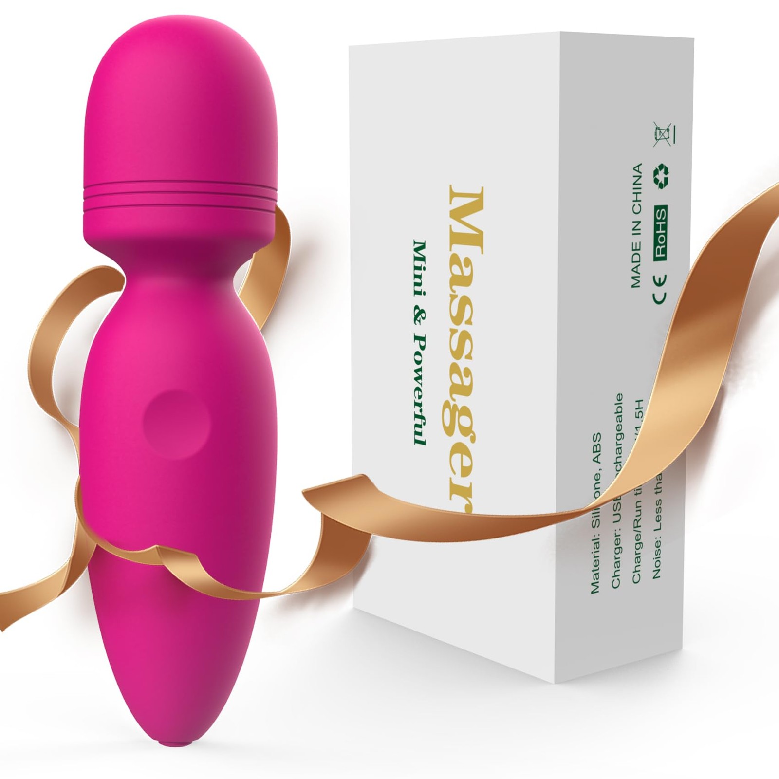 Mini Massager,Small Cordless Handheld Massager with 10 Quiet Vibration Modes