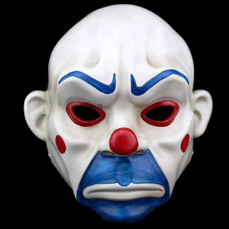 The Dark Knight Batman Joker Clown Bank Robber Resin Mask Cosplay Prop Gifts NEW