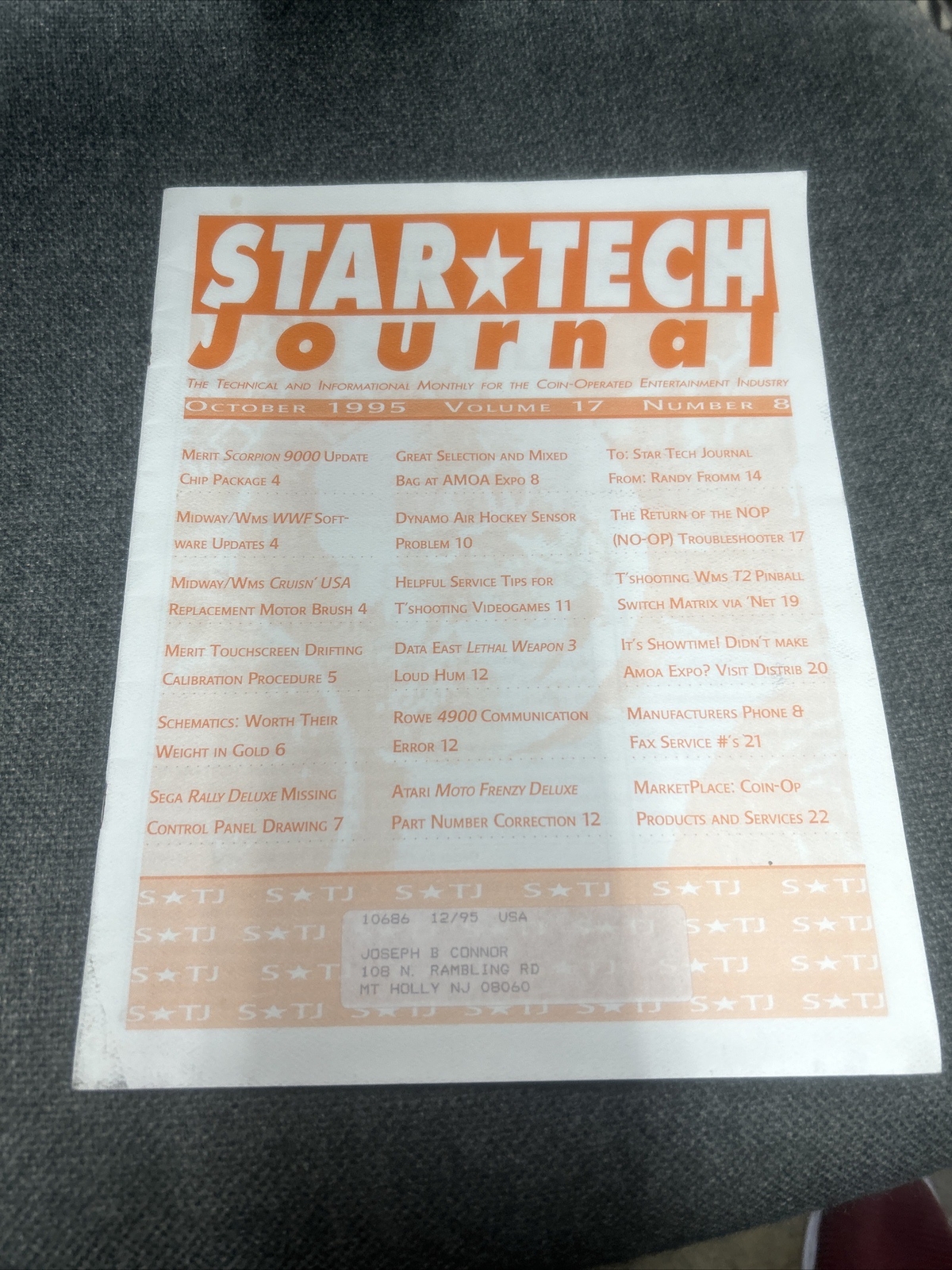 STAR TECH JOURNAL OCTOBER 1995 VOLUME 17 NUMBER 8 Manual - good used original