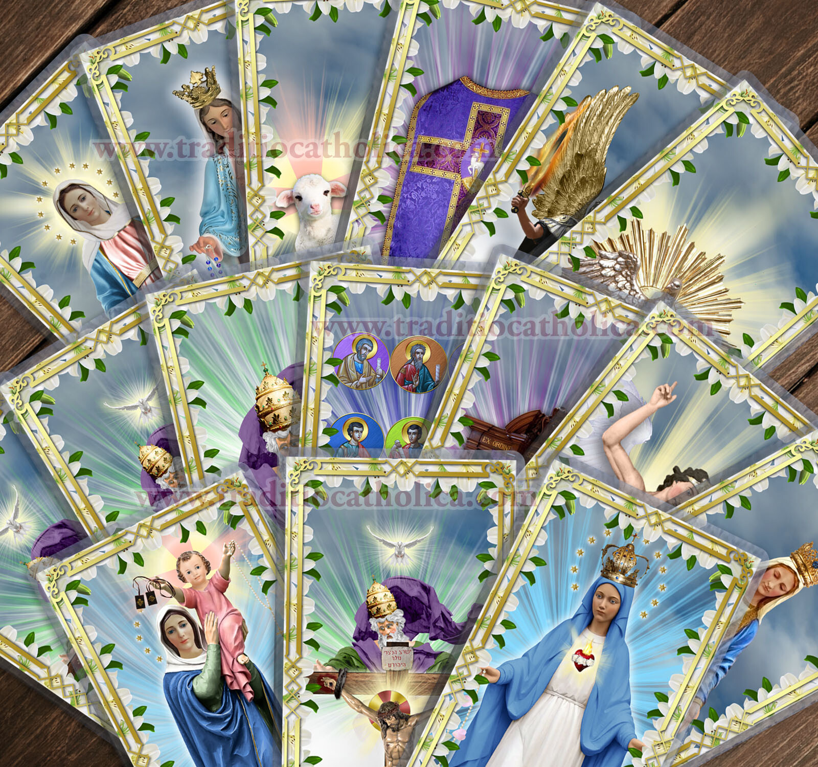 Catholic Latin prayer cards, Agnus Dei, Pater Noster, Ave Maria, Gloria, Sanctus