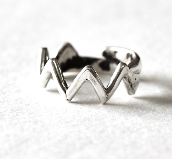 Simple Style Zig Zag Toe Ring For Wife In Solid Metal White Gold Plated Silver