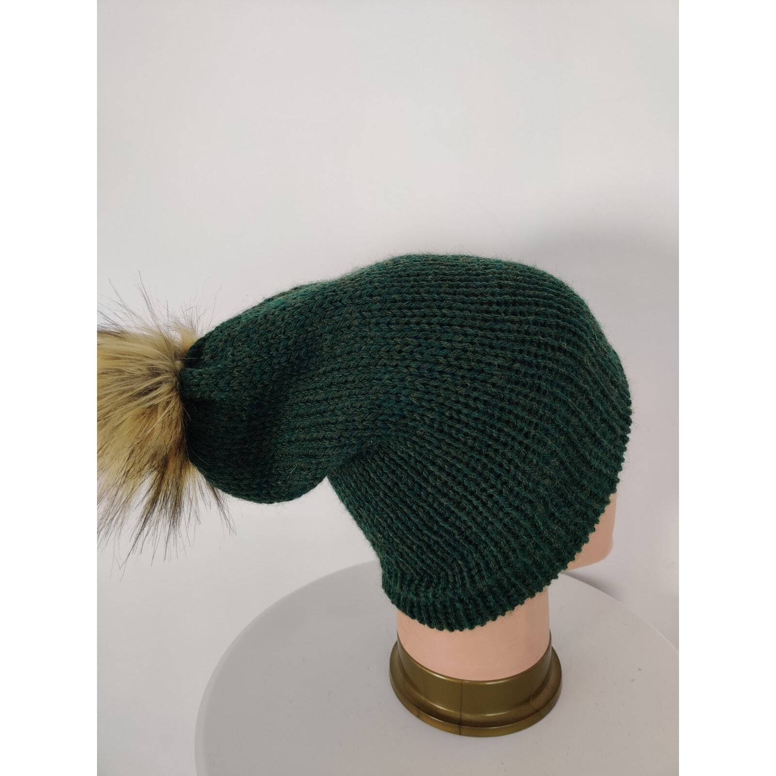 RARE ORIGINAL P&P Unisex beanie winter pom pom casual green OS
