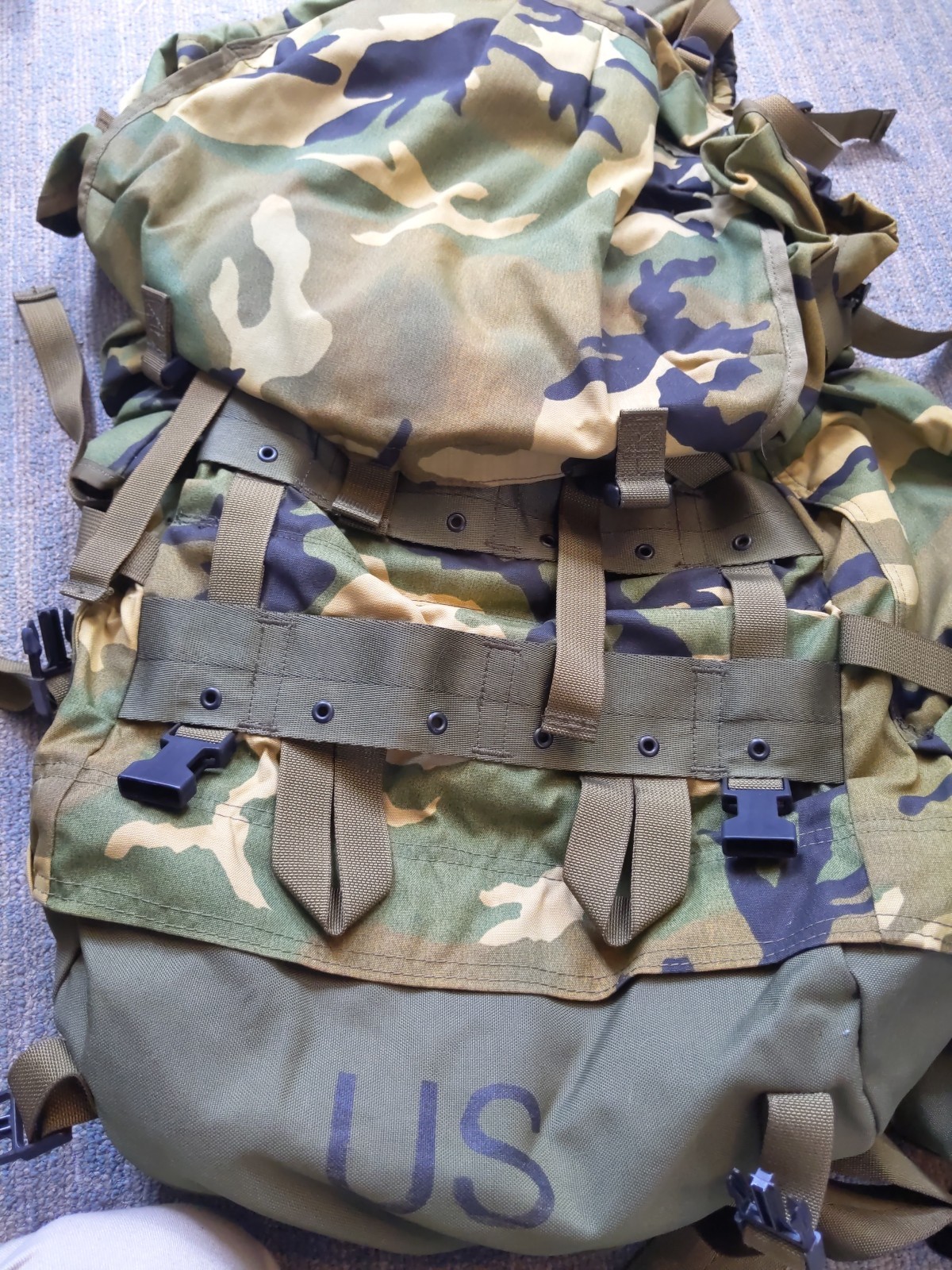 Medium Army Military Camo Field Pack With Internal Frame Plus Small Backpack