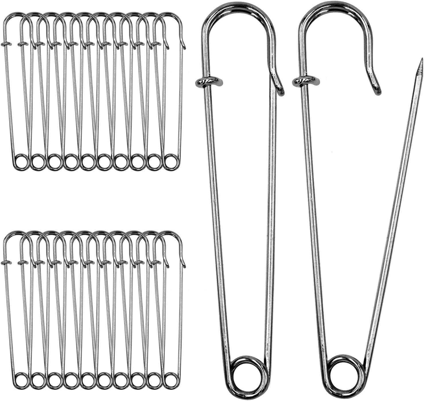 BEADNOVA 4 Inch Large Safety Pins for Clothes Big Heavy Giant Safety Pin for Fas