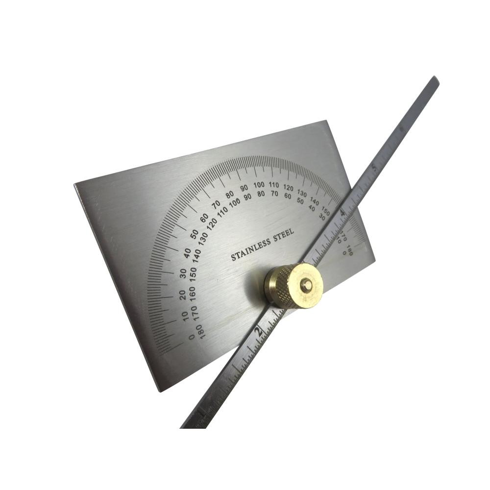 Taytools 6" Rectangular Head Depth Gauge Protractor Stainless Steel Brass Knob