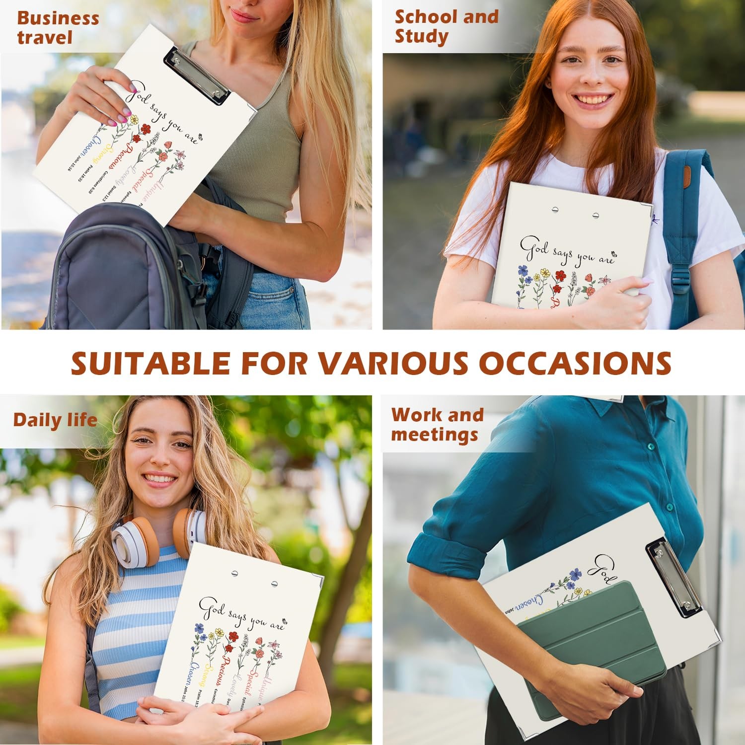 Inspirational Clipboard Folders Metal Clip Teachers School 12.4x9.25 Inch