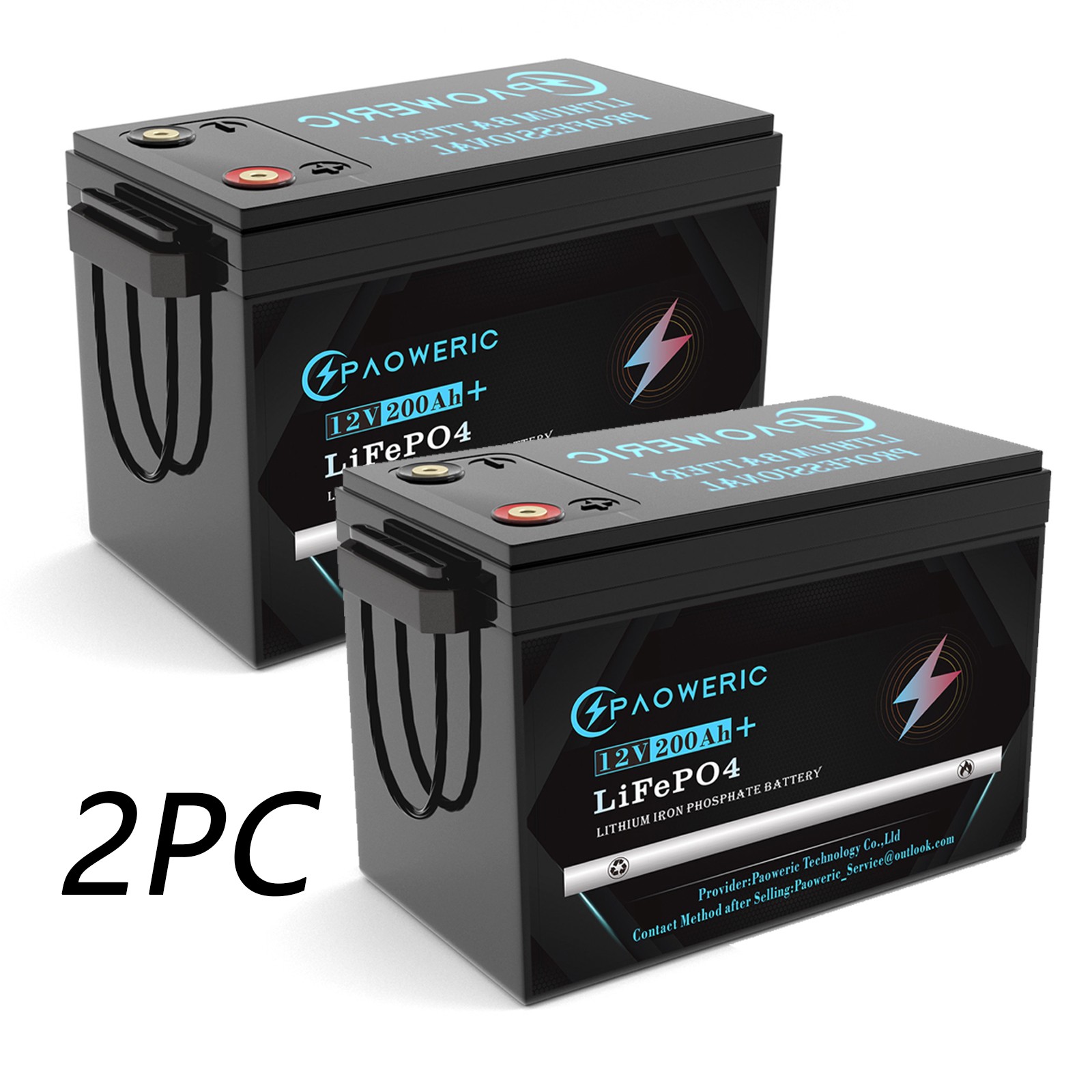 12V 200Ah LiFePO4 Lithium Battery 150A BMS for RV,Home Storage,Solar Power 2pcs