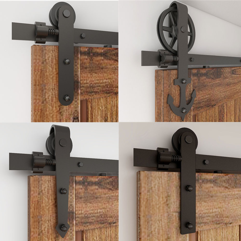 CCJH Sliding Barn Door Hardware Track Roller Kit (5FT-15FT) for Single Door