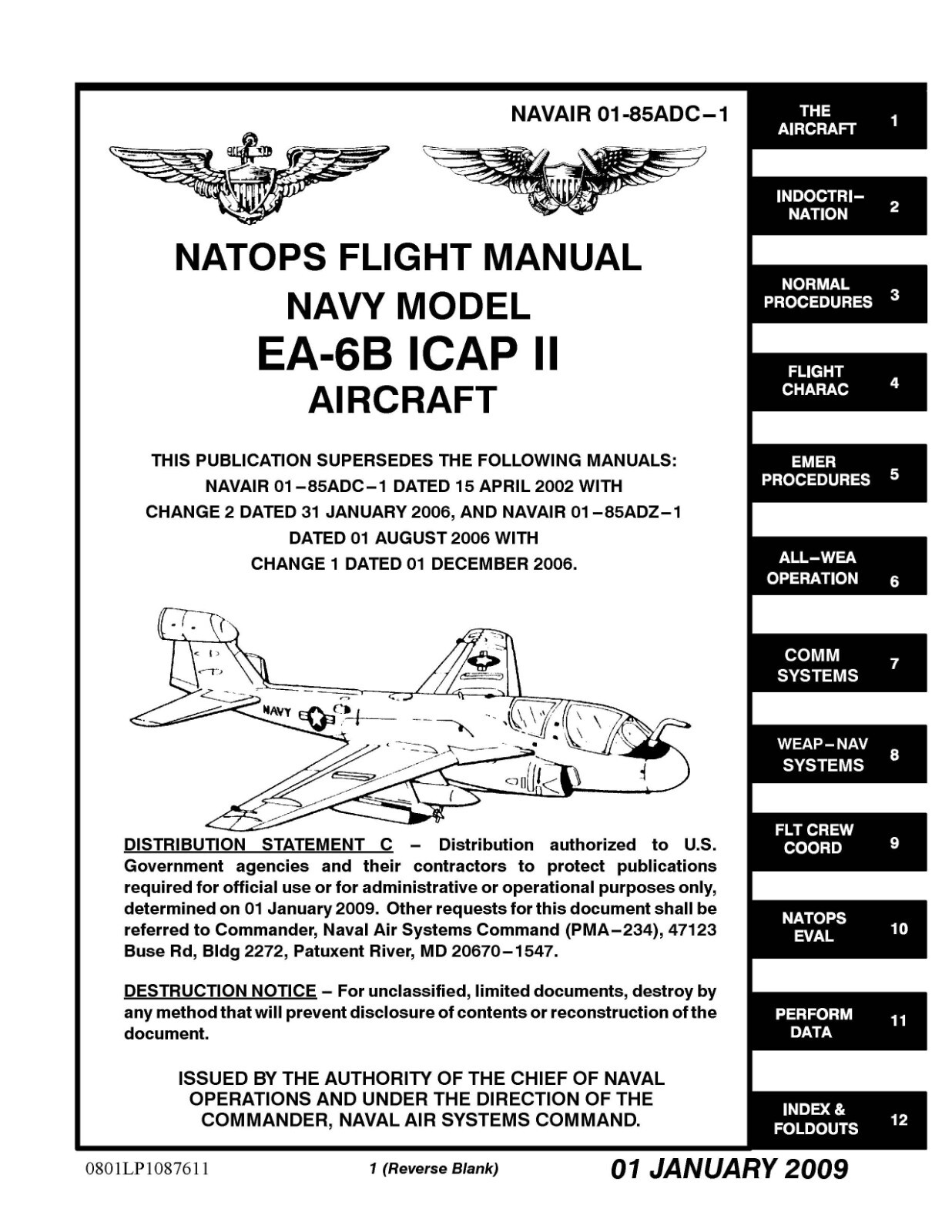 EA-6B Prowler ICAP II 2009 NATOPSs Flight Manual  Pilot's Handbook - CD Version