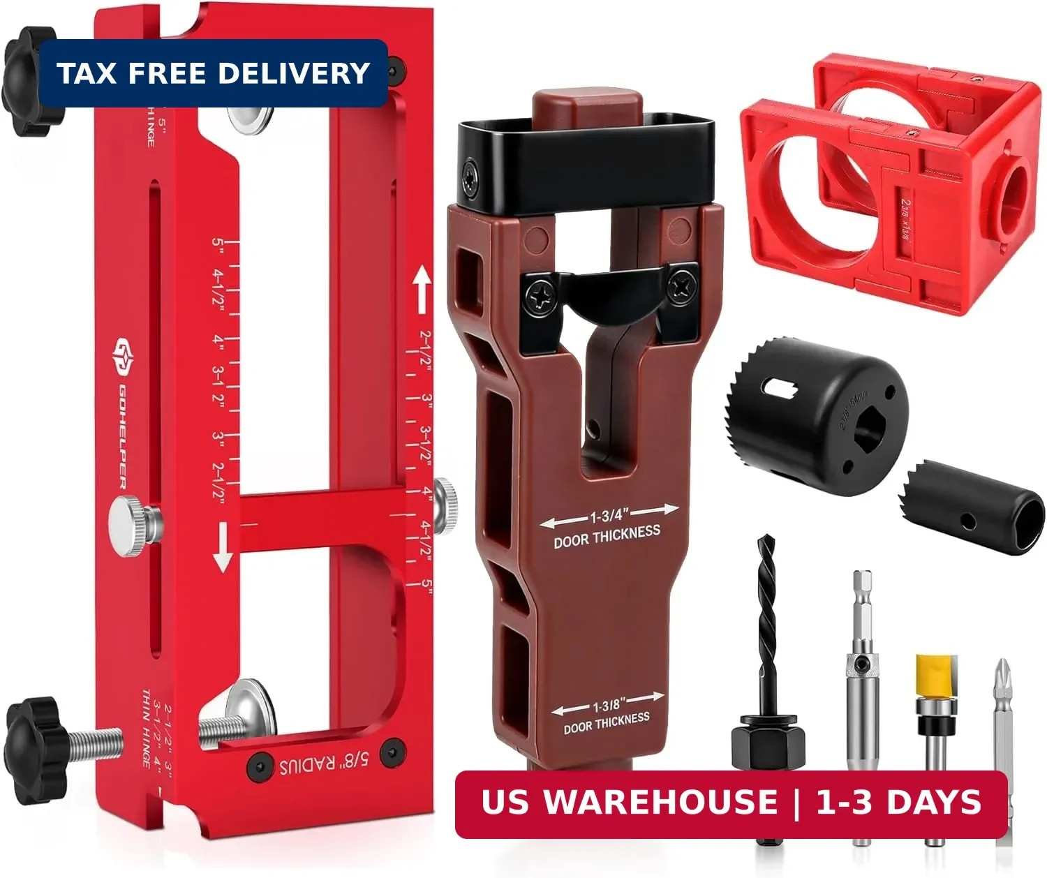 Door Hinge Jig, Door Hinge Template Kit for Router, Door Lock, Latch Kit | Adjus