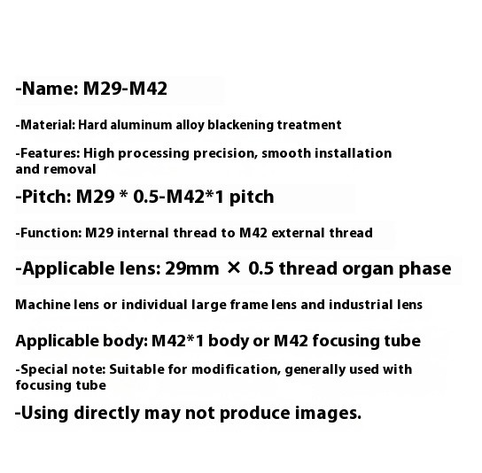 M29 29x0.5mm Female to M42 42x1mm Male M29-M42 Thread Mount Adapter Ring