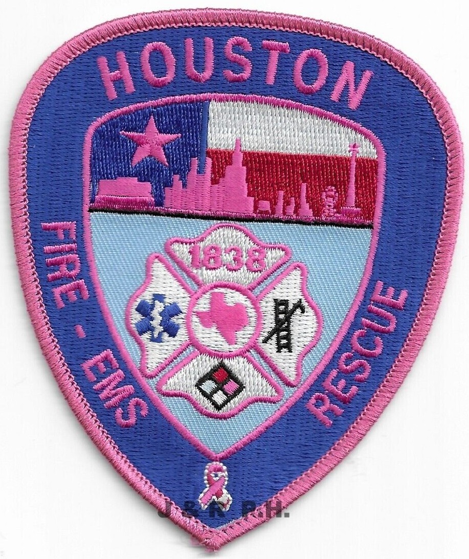 *NEW* Houston Fire Dept. "TRIBUTE- BREAST CANCER", TX (3.75" x 4.5") fire patch