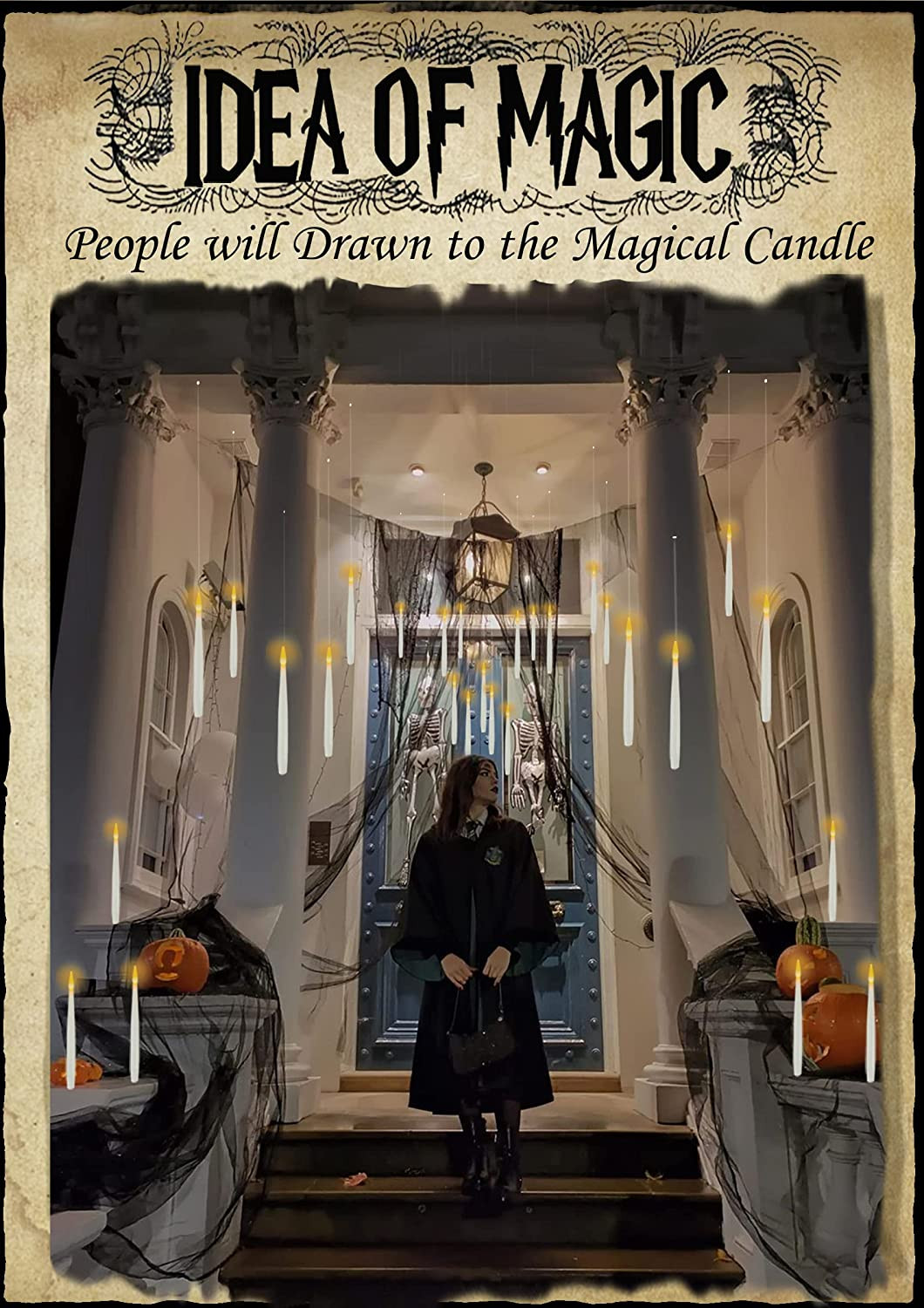 Floating Candles with Wand, 20 Pcs Magic Hanging Candles, Flickering Warm Light