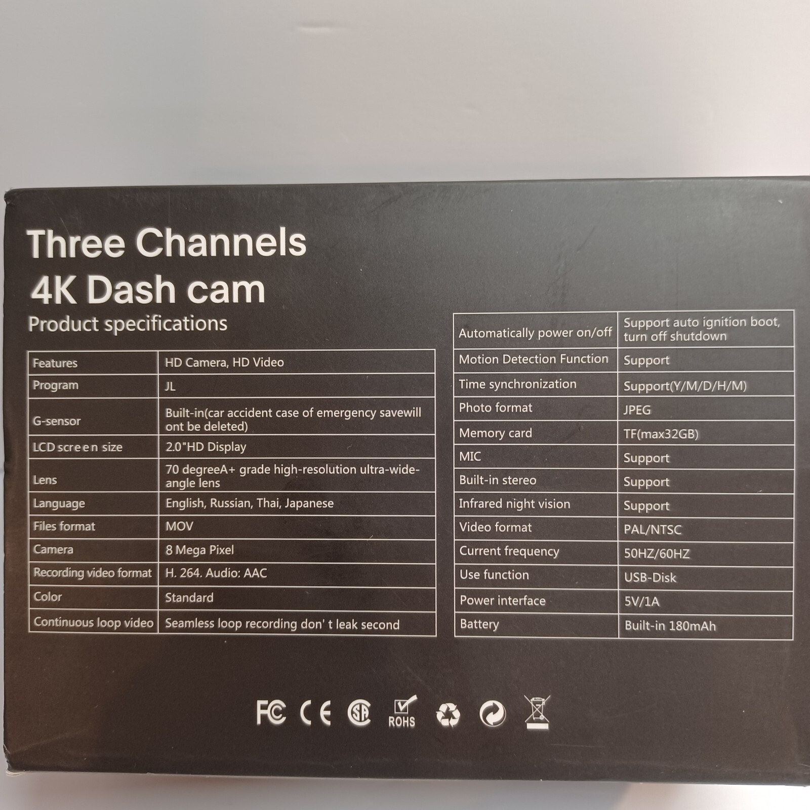 4K Full UHD 3 Channel Dash Cam