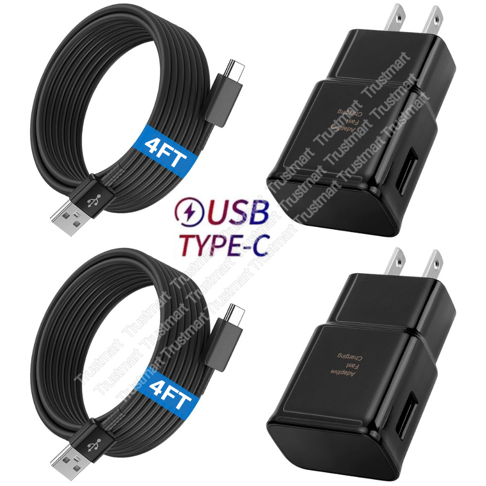 2-Pack for Samsung Galaxy A03s A11 A12 A13 A14 A54 5G Wall Charger Plug USB Cord