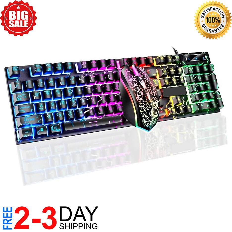 Gaming Keyboard and Mouse for Mac PC PS5 PS4 Xbox One Gamers RGB Backlit LED ...