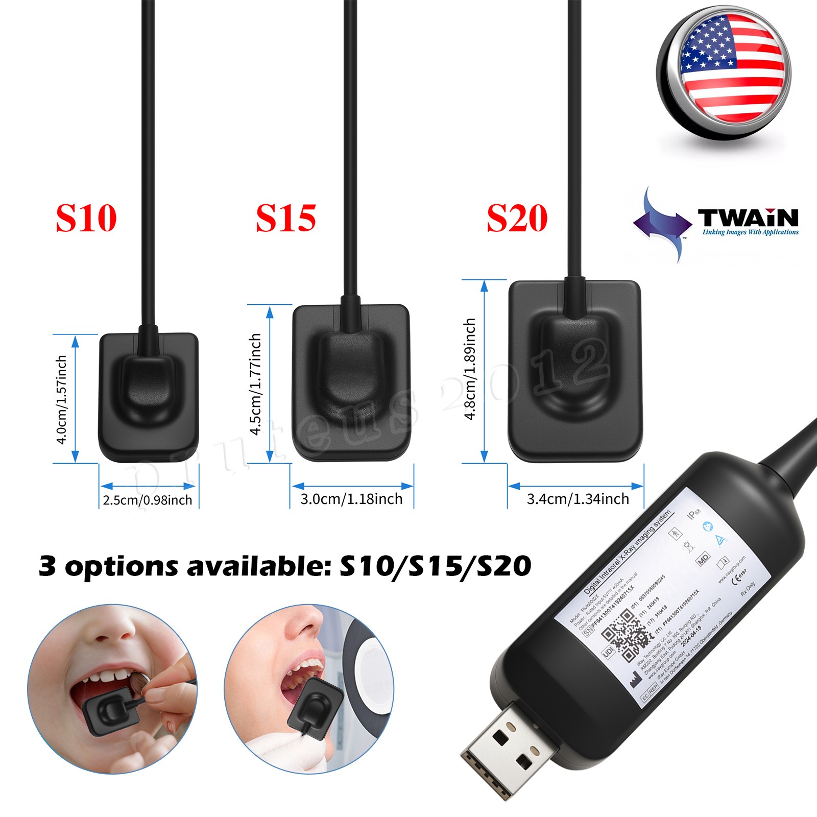 Dental Intraoral Digital Sensor RVG Size 1/1.5/2