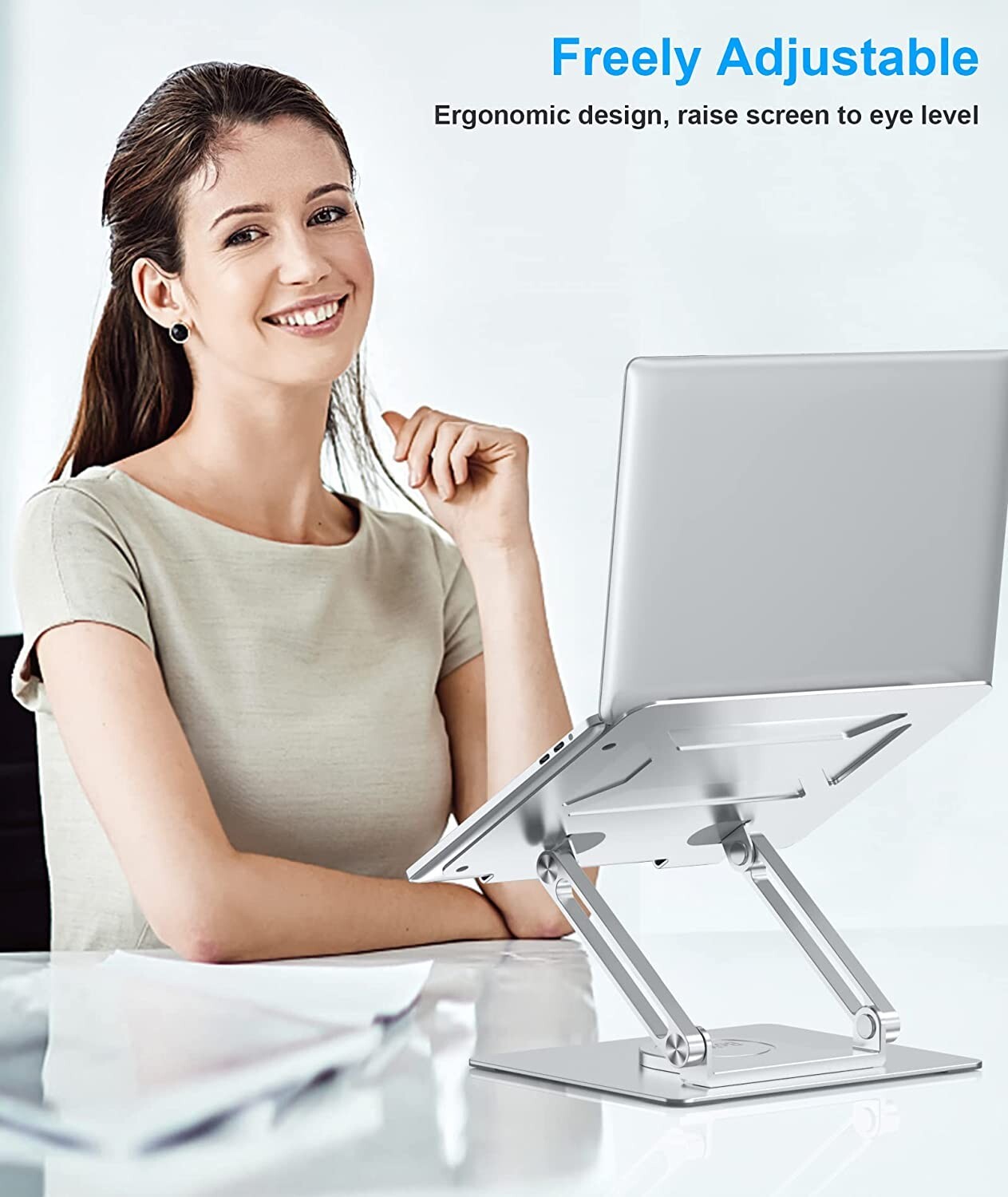 BoYata Laptop Stand for Desk, Adjustable Computer Stand with 360° Rotating Base