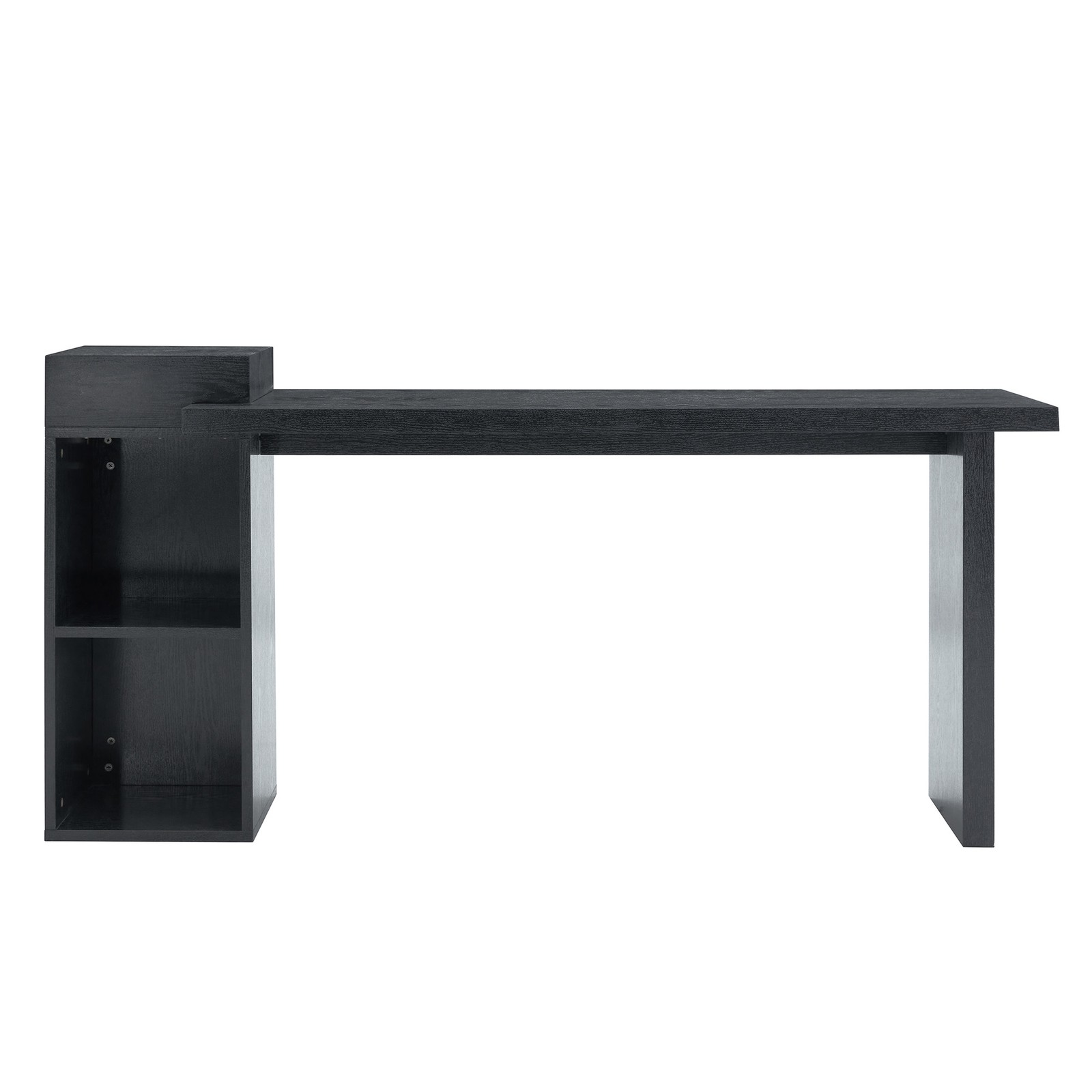 Modern Black Wood Grain Sofa Side Table - MDF Multipurpose Entryway Console Tab