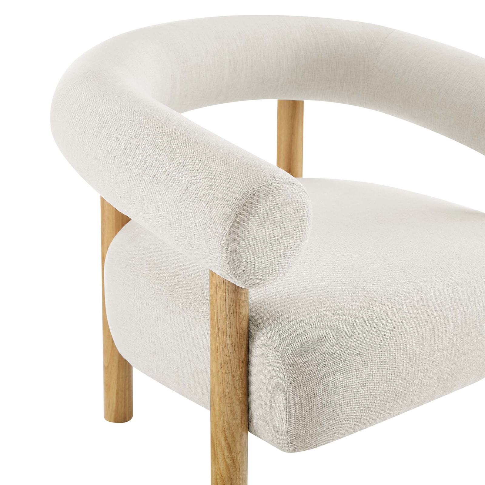 Sable Upholstered Fabric Armchair in Ivory Natural