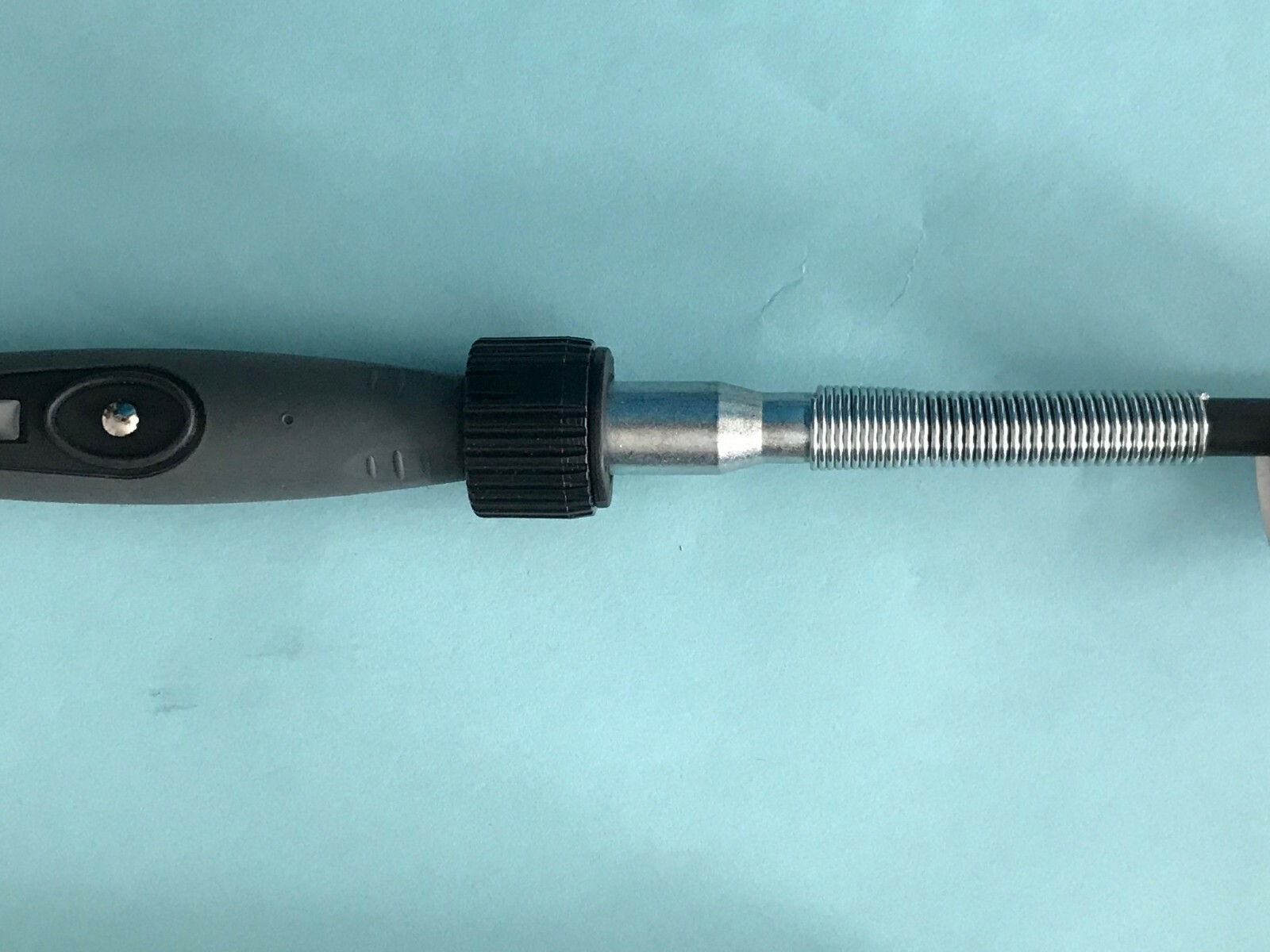 Threaded adapter join multiple rotary tool flex shafts together. Longer cable