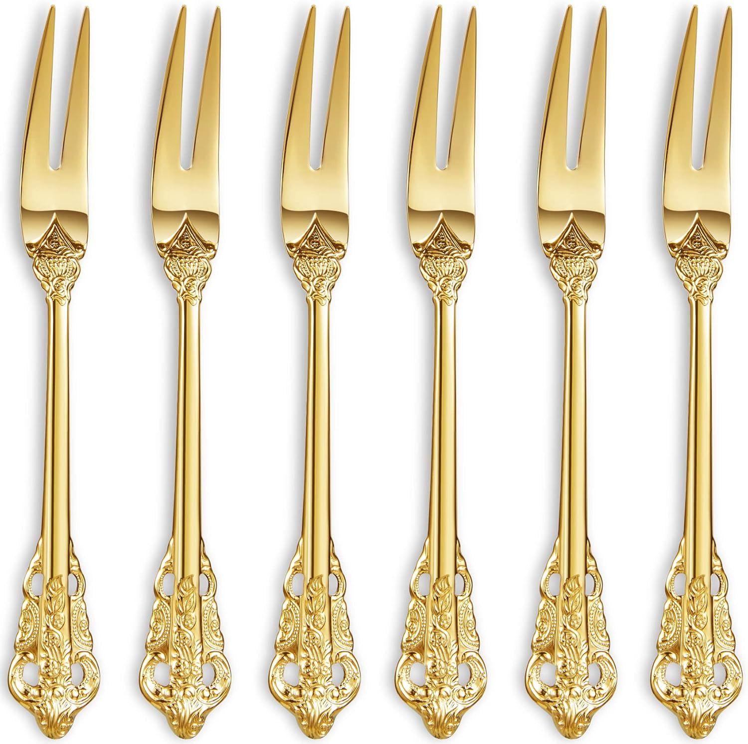 Luxury 6.3" Food Fork/Seafood Forks 18/10 Stainless Steel, Set of 6, Fruit Picks