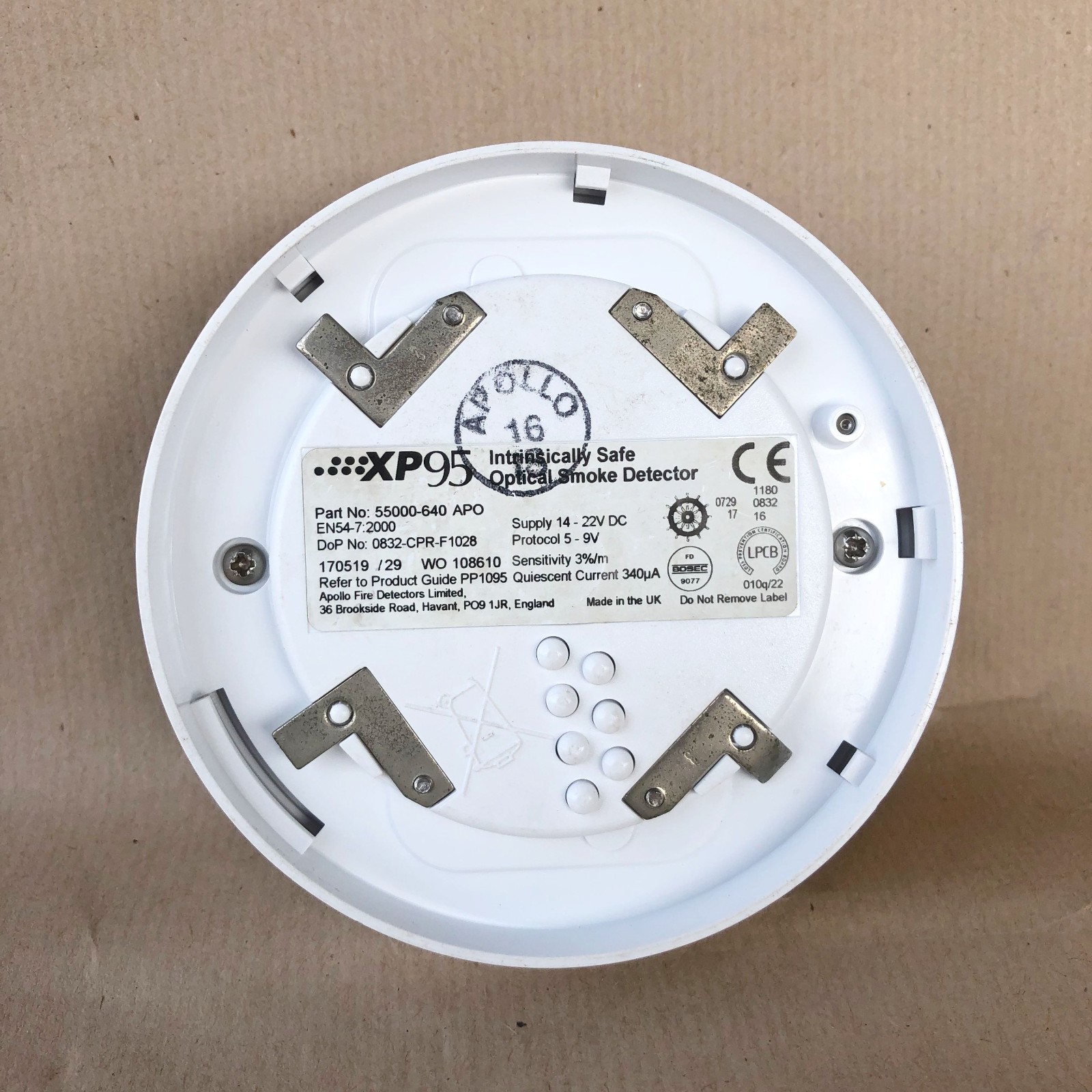 APOLLO XP95 OPTICAL SMOKE DETECTOR 55000-640 APO