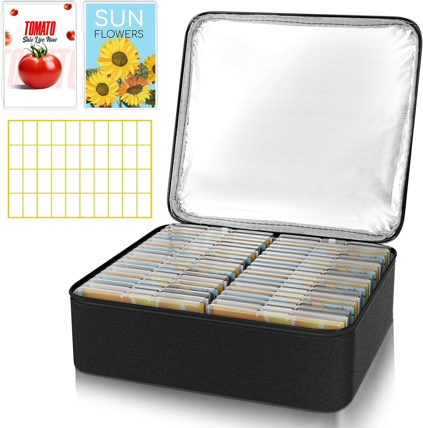 38 Slots Seed Storage Organizer Box with Insulated Bag That Holds 80-200 Seed