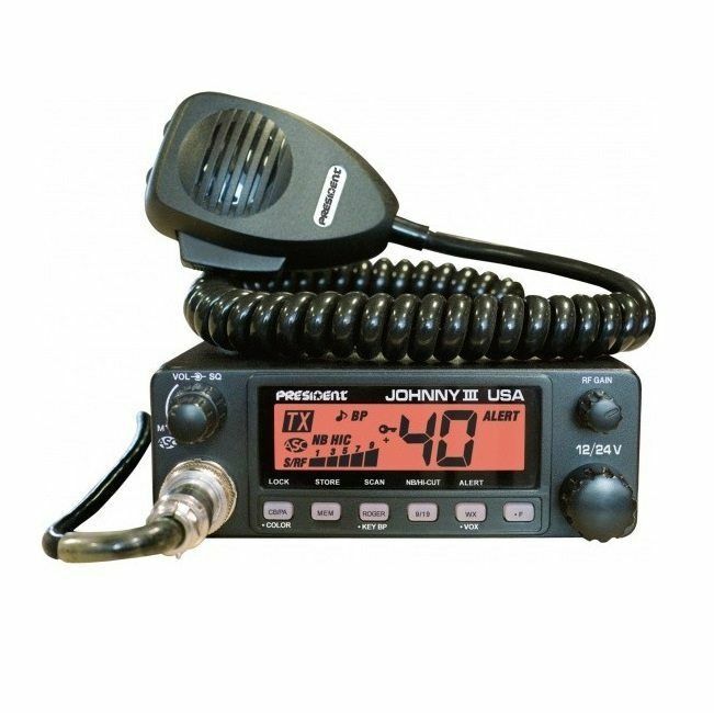President Johnny III 40 Channel CB Radio 12/24v Mobile 3 Color LCD AM PA Weather