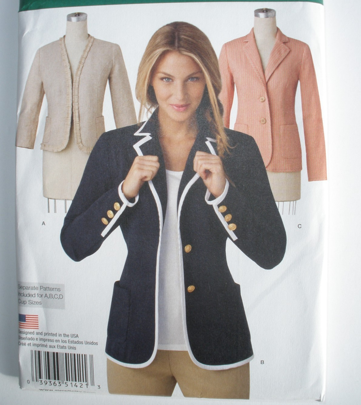 Simplicity 1421 Sewing Pattern Ladies Blazer Jacket Sizes 6-14 or 16-24