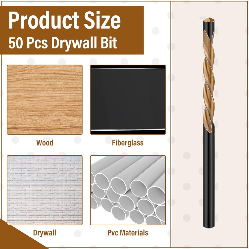 50pcs Drywall Drill Bits Pilot Point Cutting Drill Bits Diameter Drywall8513
