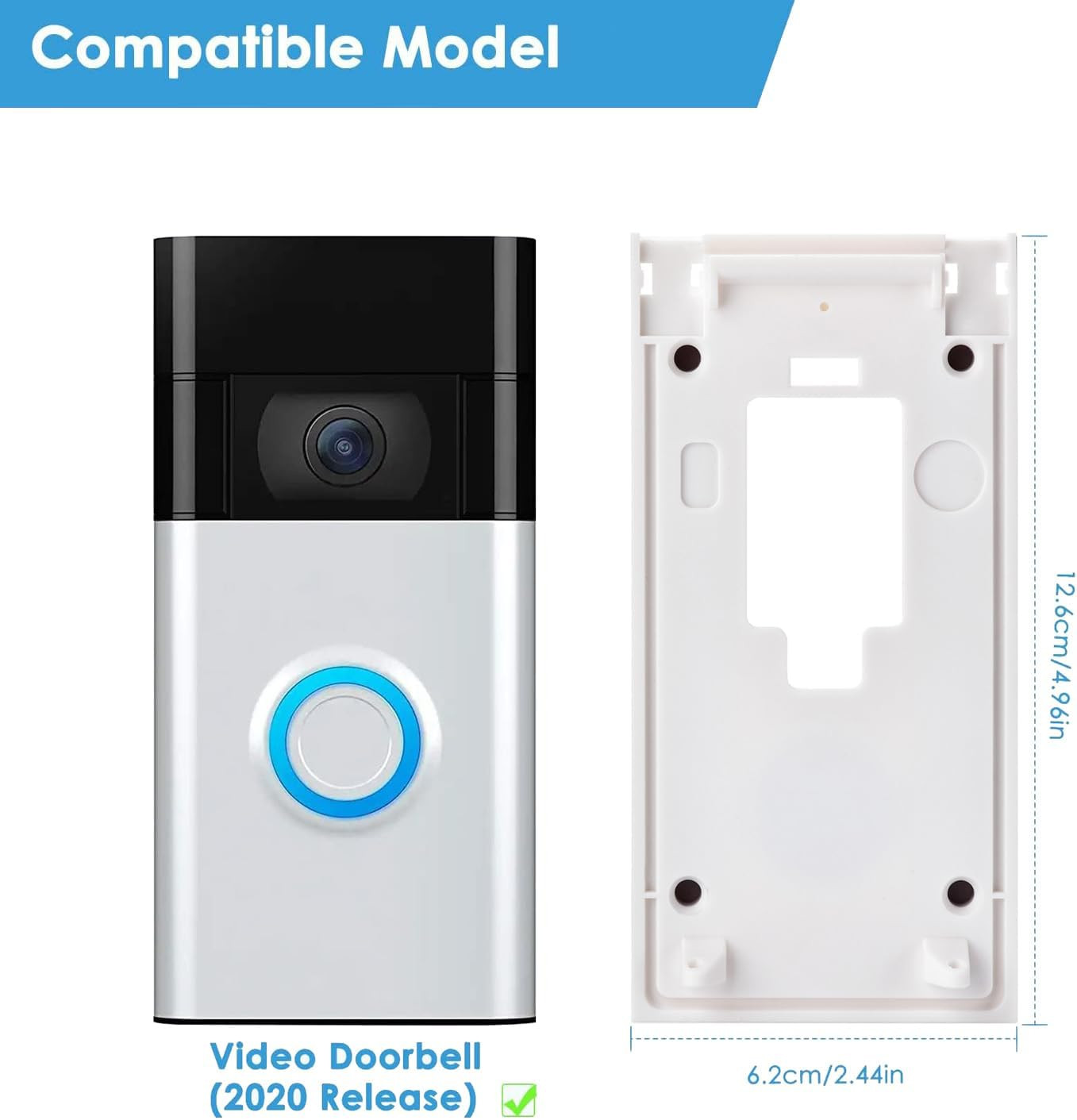 No-Drill Adhesive Mount for Ring Video Doorbell (2nd Generation - 2020 Release)