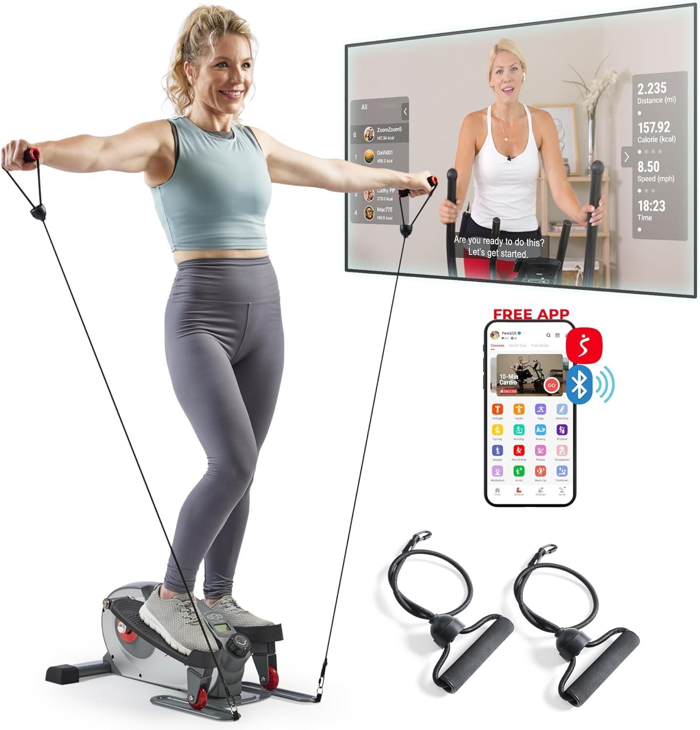 Under Desk Elliptical Machine Portable Sitting Stand Peddler Exerciser Seniors