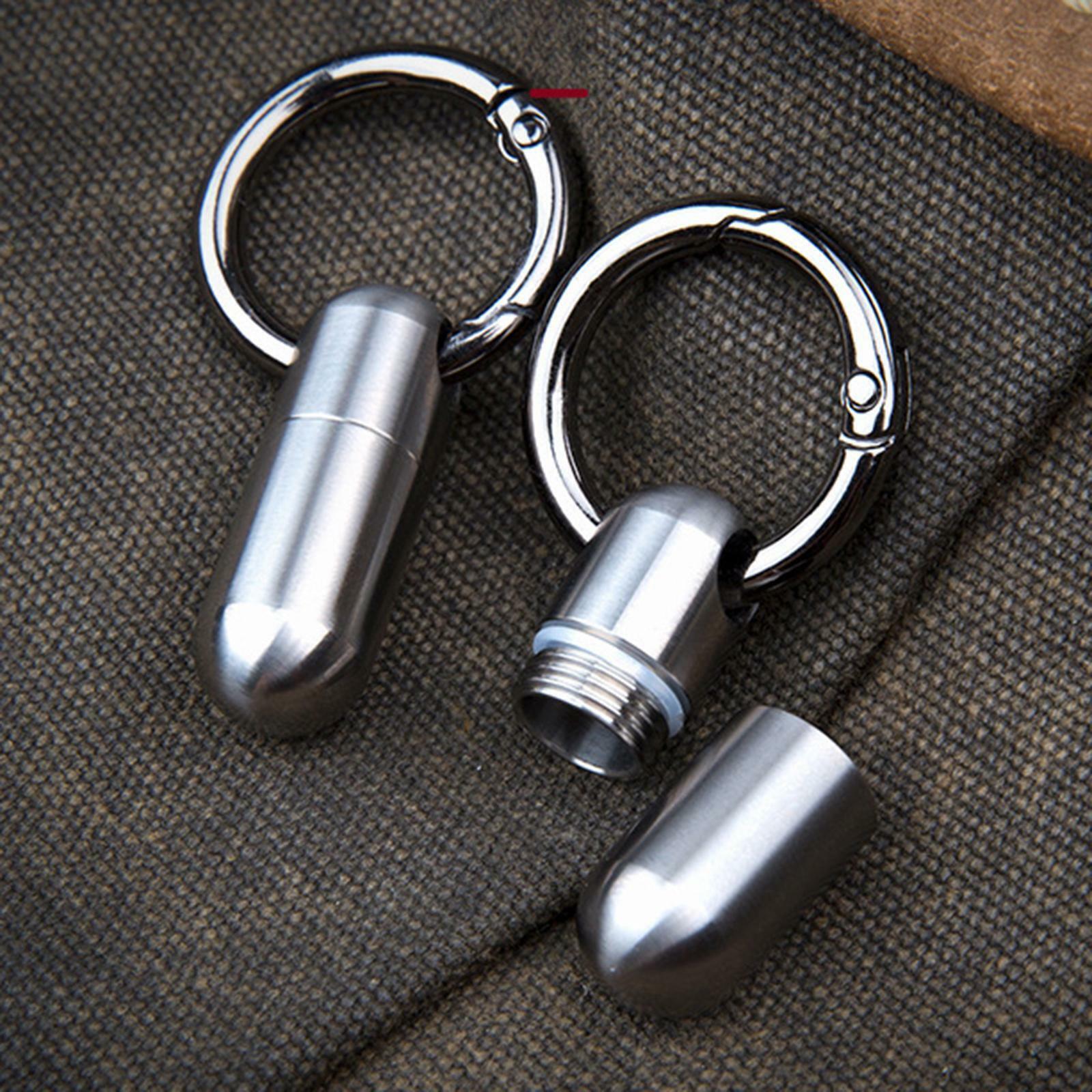 Waterproof Pill Container Keychain Holder Bottle Container Keepsake Box EDC Tool